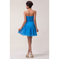 Grace Karin Strapless Sweetheart Ruffle Design Robe de demoiselle d&#39;honneur en mousseline de soie bleu CL6053